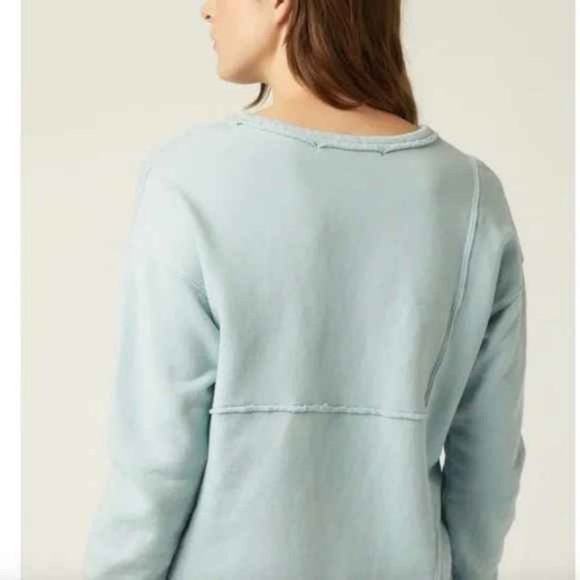 Fifteen Twenty Long Sleeve Raw Hem Top S French Terry Scoop Sweatshirt Cream - Picture 5 of 14